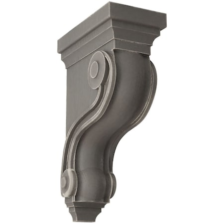 Ekena Millwork 3 3/8"W x 6 1/2"D x 10 1/2"H Boston Traditional Scroll Wood Vintage Decor Corbel, Reclaimed Grey CORWD03X06X10TSGY